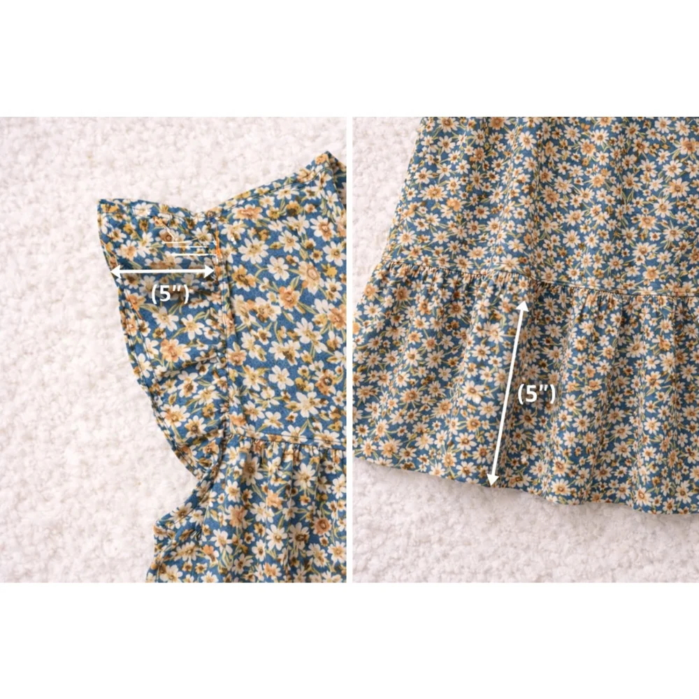 Hayden Girls Medium Blue Floral Easter Spring Photo Dress